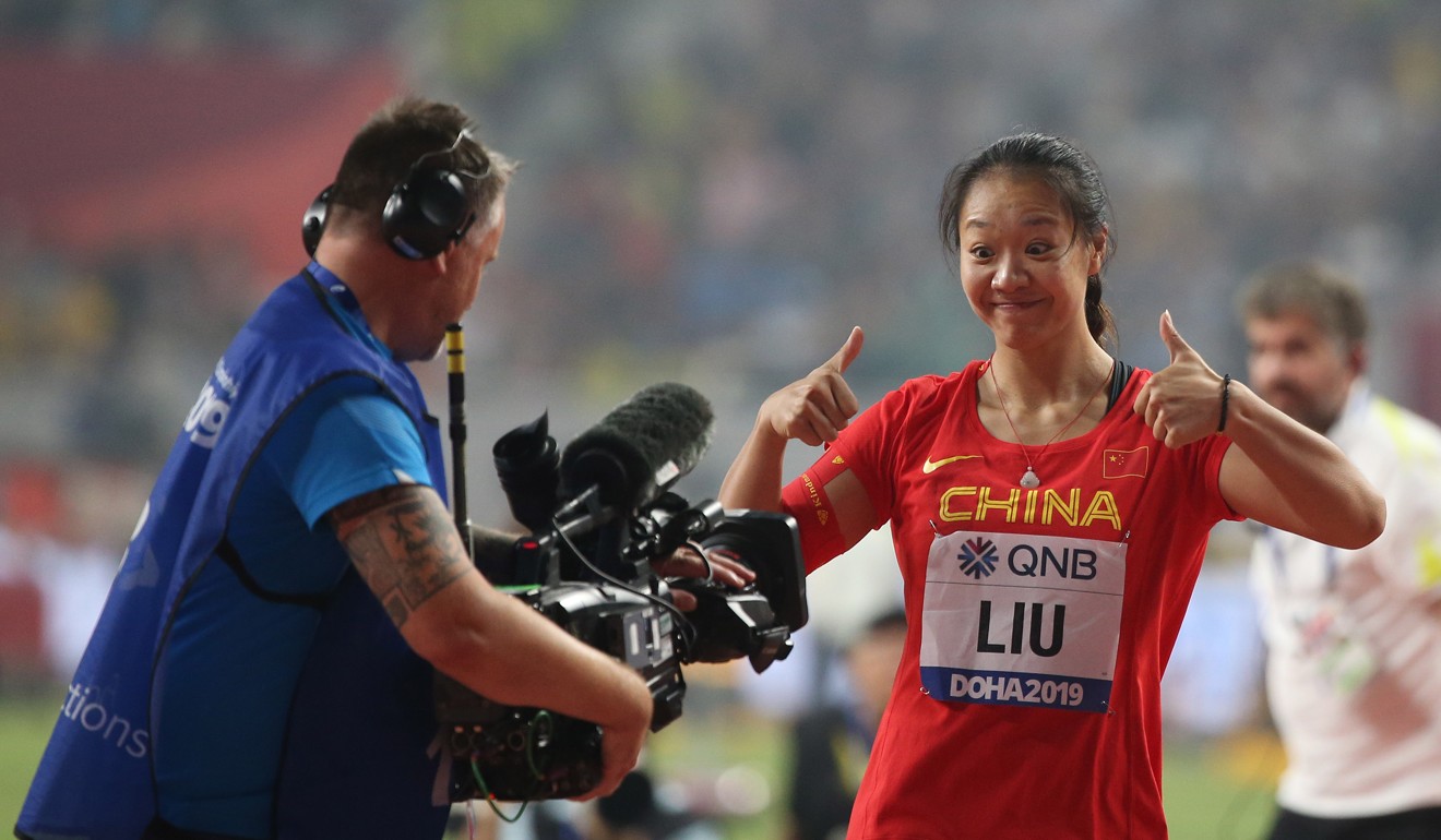 Liu Shiying of China reacts during the javelin final at the 2019 IAAF World Athletics Championships where she secured the silver medal with a throw of 56.88 metres. Photo: Xinhua