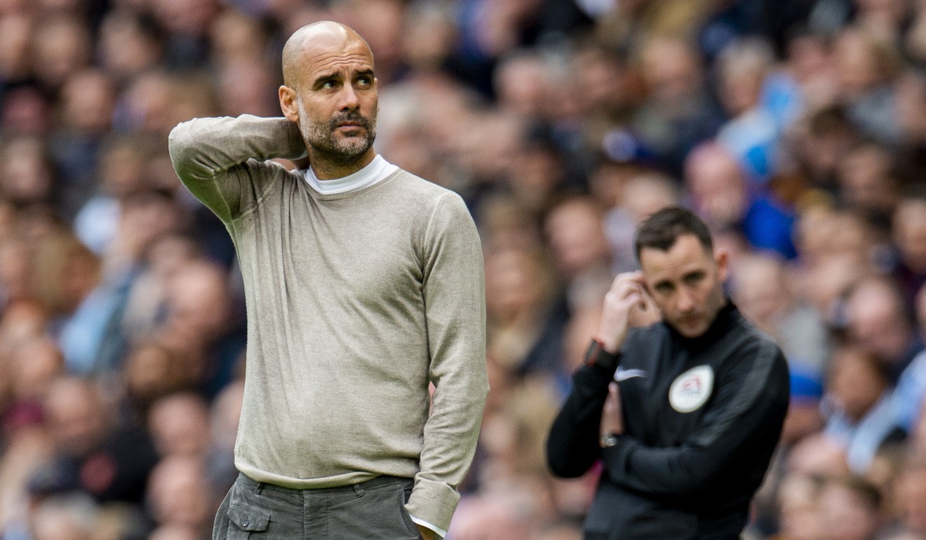Manchester City manager Pep Guardiola reacts during their loss to Wolverhampton Wanderer. Photo: EPA