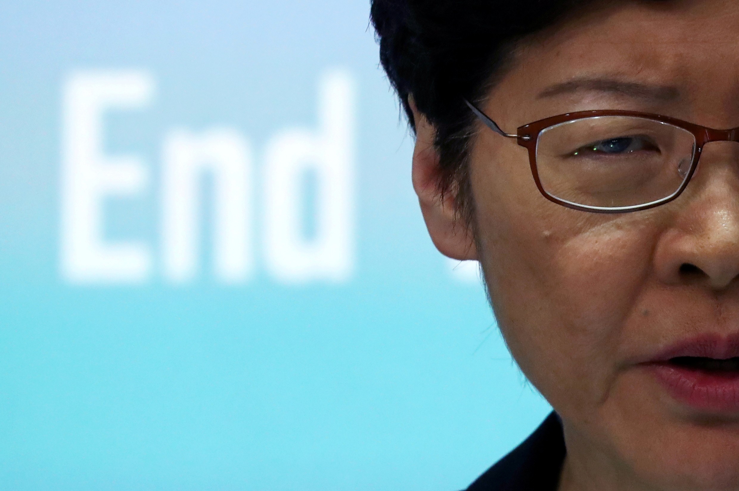 Hong Kong Chief Executive Carrie Lam at a news conference to discuss emergency laws on October 4. Faced with a Hobson’s choice between the army and a locally born and bred dictator, aided by an unaccountable local police force, will Hongkongers choose to fight to the end? Photo: Reuters