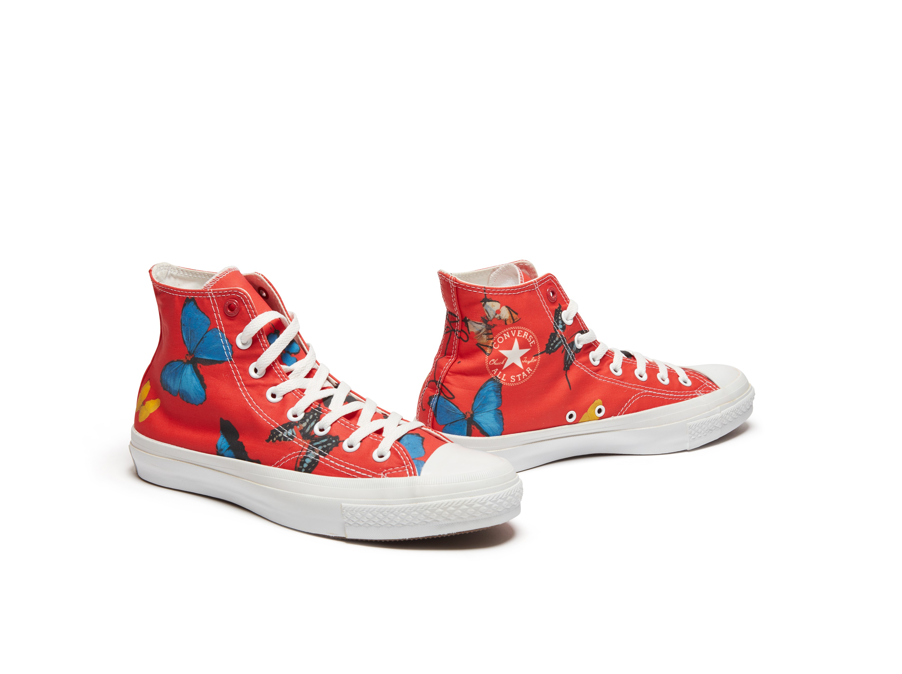 A pair of Converse sneakers designed by artist Damien Hirst.