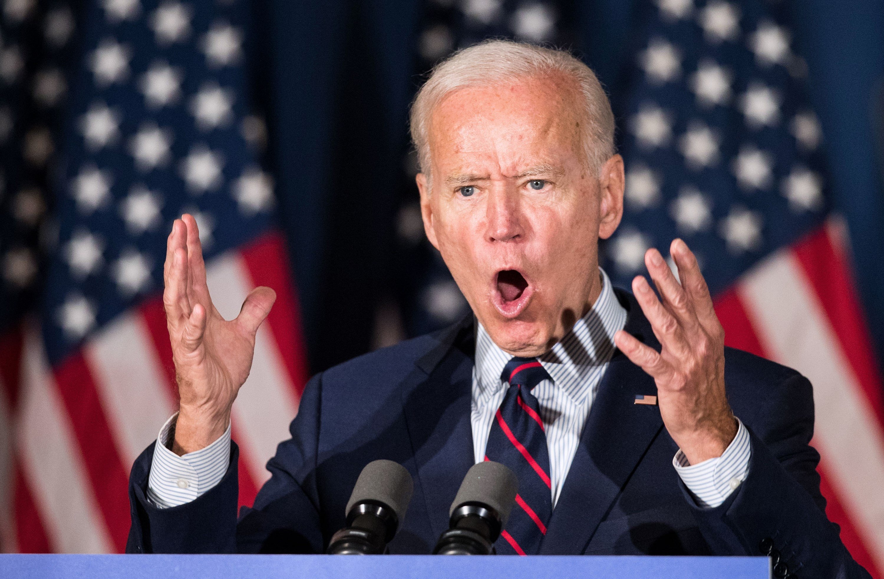 Democratic presidential candidate Joe Biden speaks during a campaign event in Rochester, New Hampshire, on Wednesday. Photo: AFP