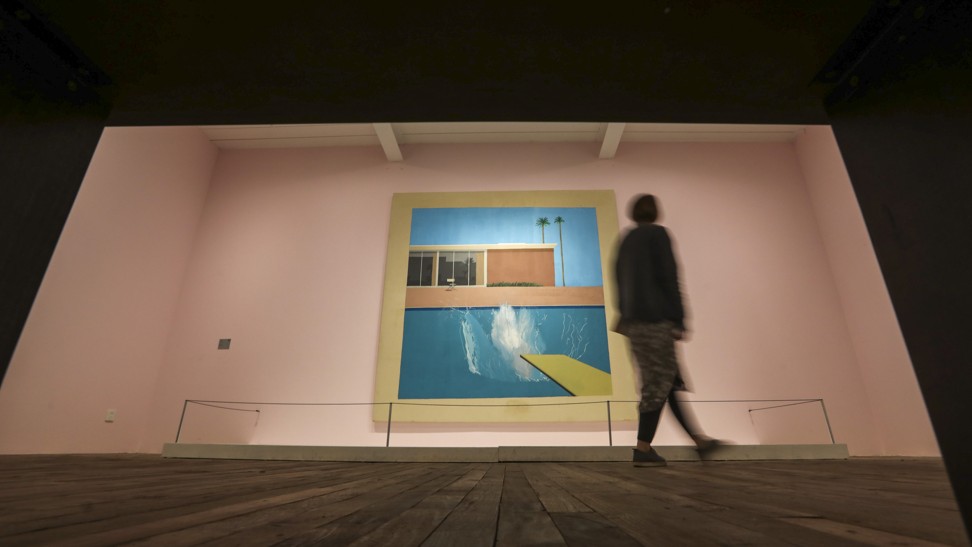 English artist David Hockney’s painting Bigger Splash at his solo exhibition at the M Woods Museum in Longfu Temple. Photo: Simon Song
