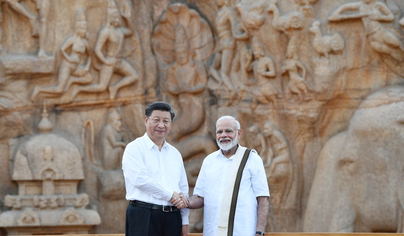 Xi Jinping with Narendra Modi in Mamallapuram. Photo: Reuters