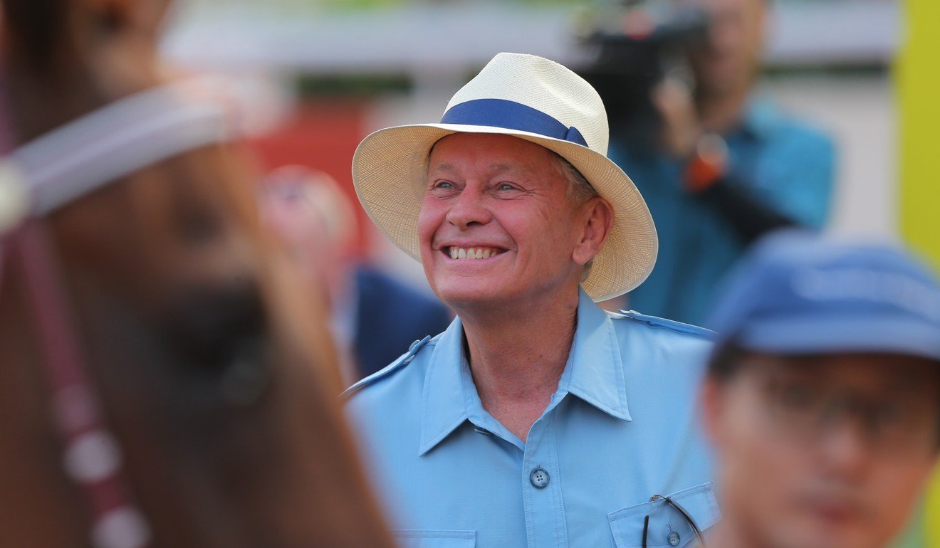 John Moore shares a laugh with jockey Joao Moreira after Aethero’s win.