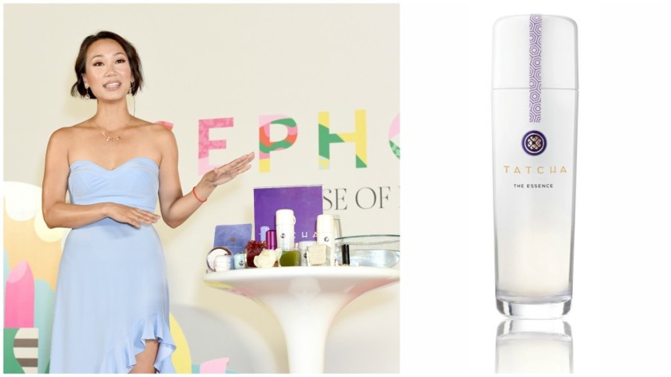 Tatcha founder Vicky Tsai teaches a master class at Sephoria: House of Beauty (left), and Tatcha’s the Essence (right). Photo: Getty Images