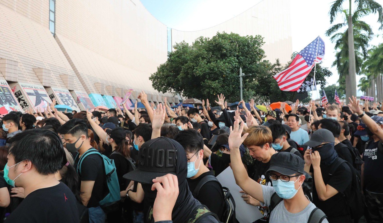 Protesters gather in Tsim Sha Tsui ahead of their march to Sham Shui Po. Photo: SCMP