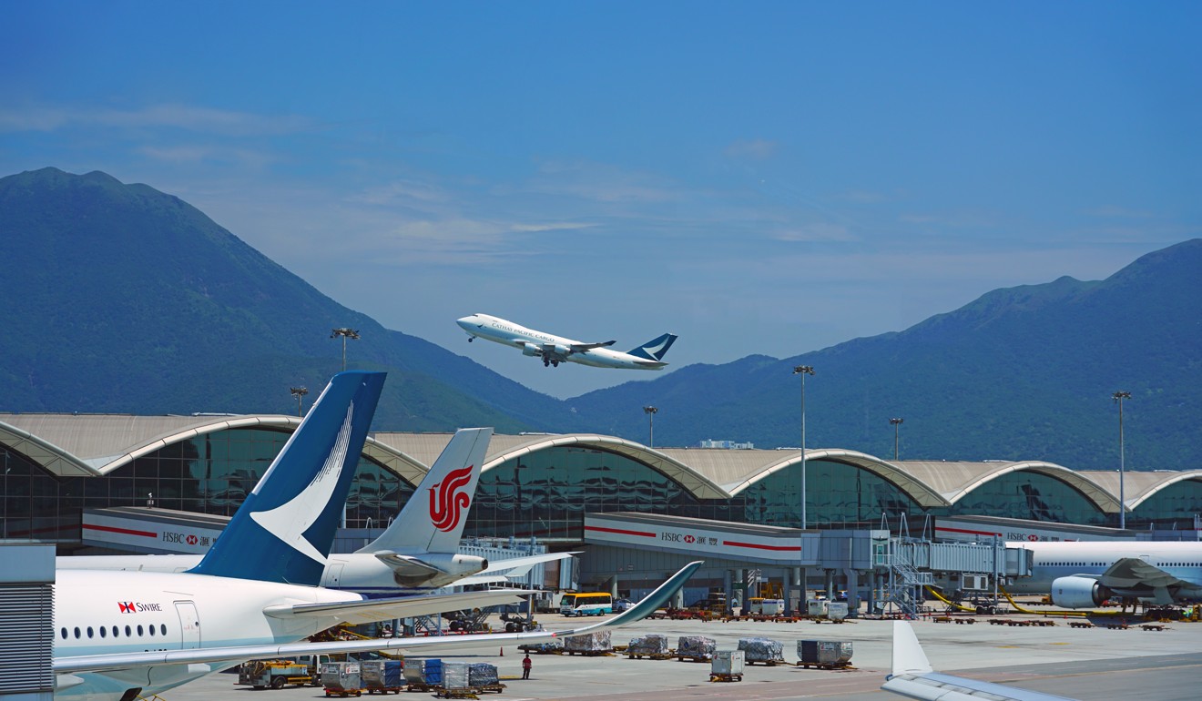 A Cathay flight takes off from Hong Kong International Airport, one of several carriers that have been forced to reduce services in the city on the back of ongoing protests. Photo: Handout