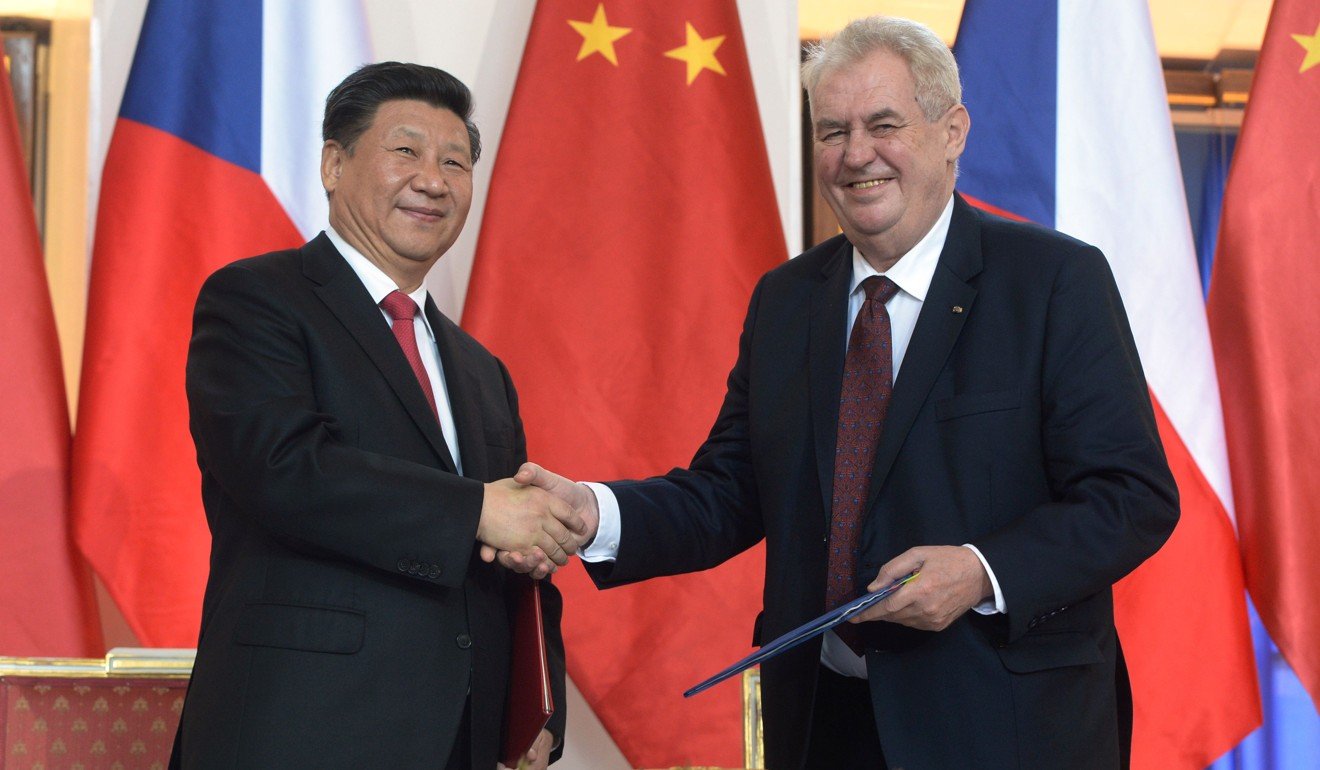 Chinese President Xi Jinping with Czech President Milos Zeman on a visit to Prague in 2016. Photo: AFP