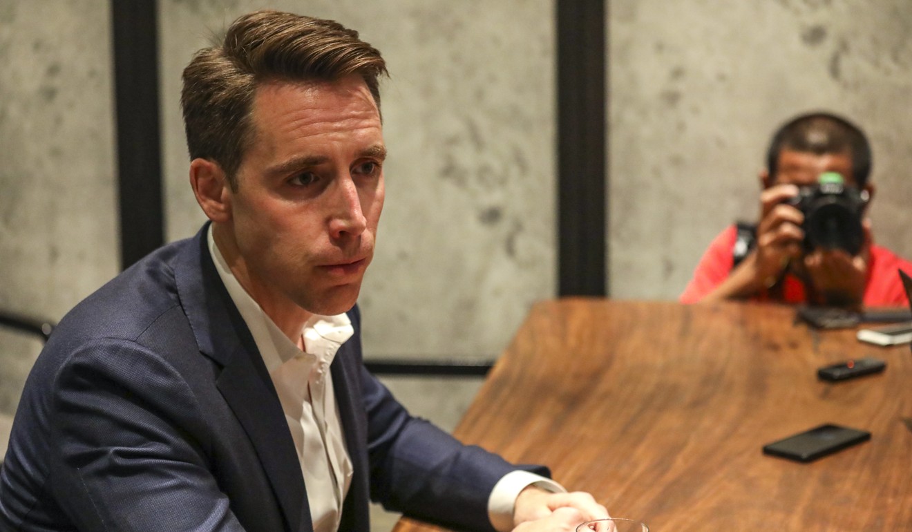 US senator Josh Hawley is in a war of words with city leader Carrie Lam over his likening of Hong Kong to a police state. Photo: Nora Tam