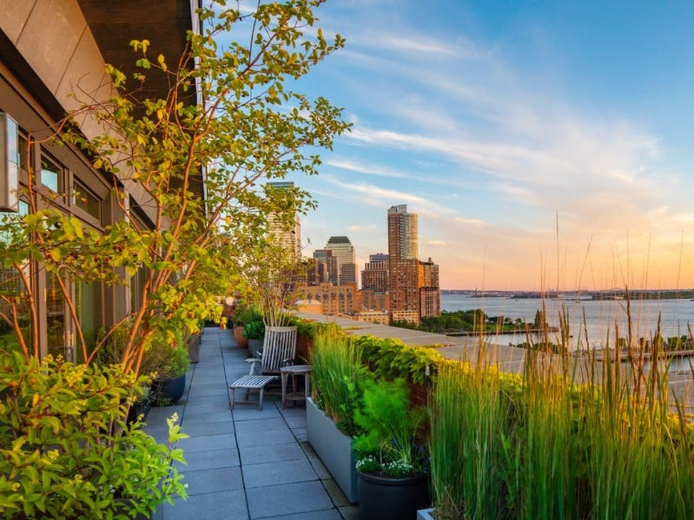 Meryl Streep’s 10-foot-wide, fully landscaped wraparound terrace. Photo: Travis Mark for Sotheby’s International Realty