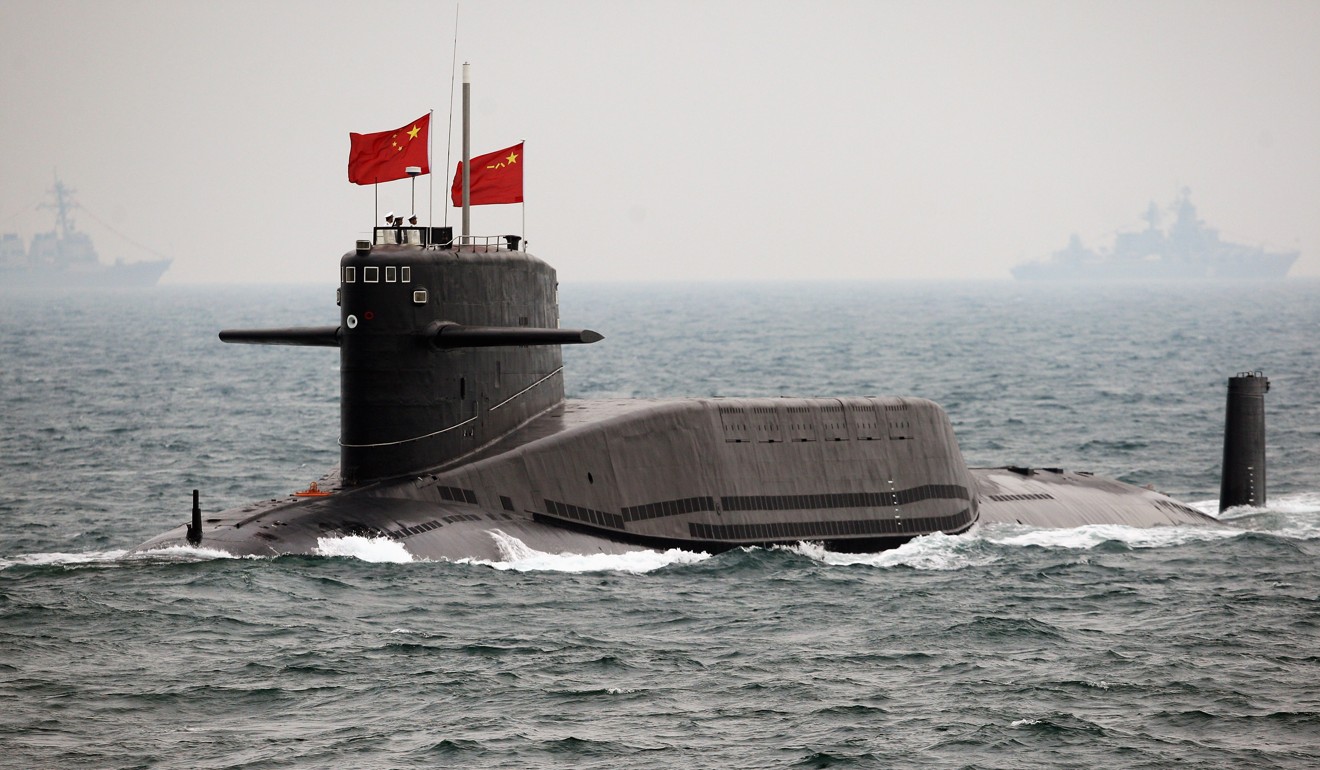 A Chinese submarine off Qingdao in China’s Shandong province. Photo: AFP