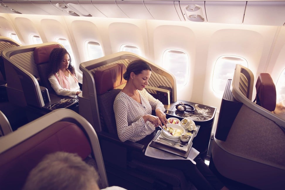 Textured backboards, granite worktops and Thompson Aero’s Vantage XL seats are found on Latam’s business class.