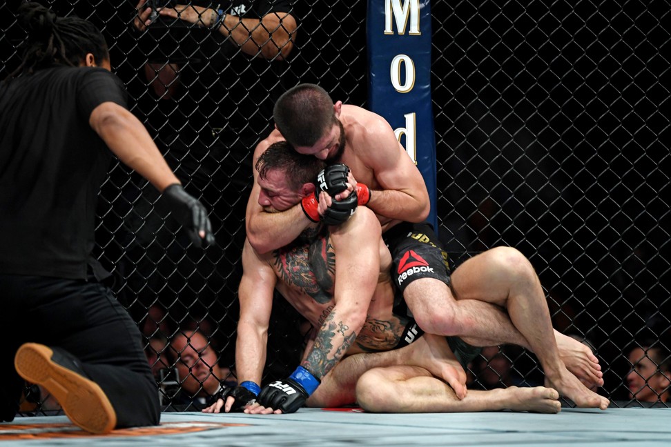 Khabib Nurmagomedov submits Conor McGregor at UFC 229. Photo: USA TODAY Sports
