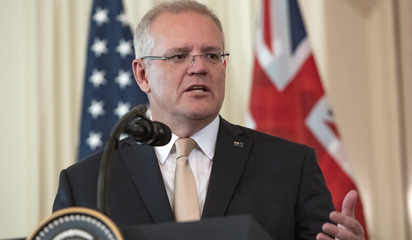 Australian Prime Minister Scott Morrison last year announced up to US$2.18 billion in grants and cheap loans for infrastructure in Pacific nations. Photo: EPA-EFE