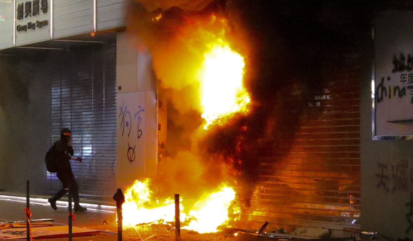 Stores with mainland connections with set on fire. Photo: May Tse