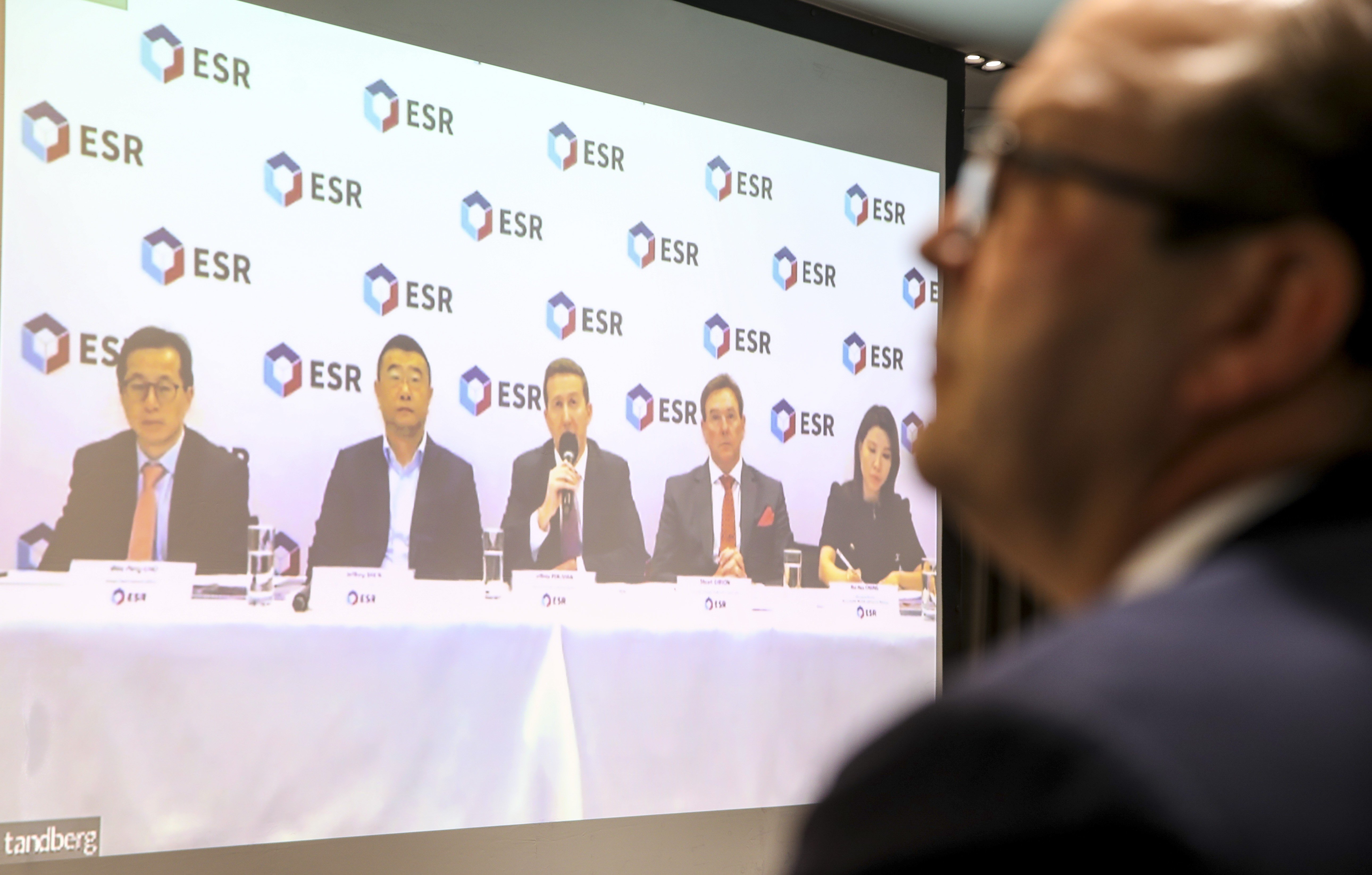 ESR Group’s key executives brief the media on the company’s upcoming IPO, in Hong Kong on Monday. Photo: Winson Wong