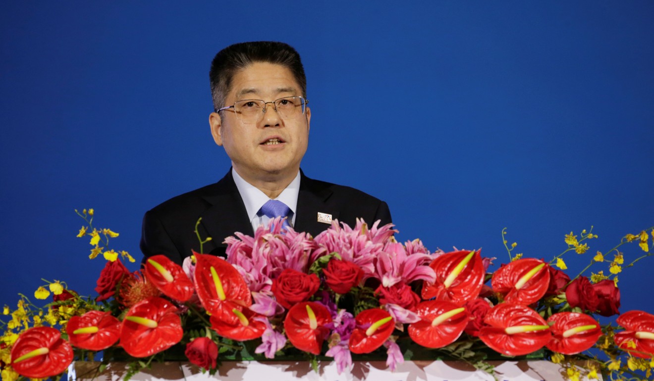 China's foreign vice-minister Le Yucheng speaks at the Xiangshan Forum in Beijing. Photo: Reuters