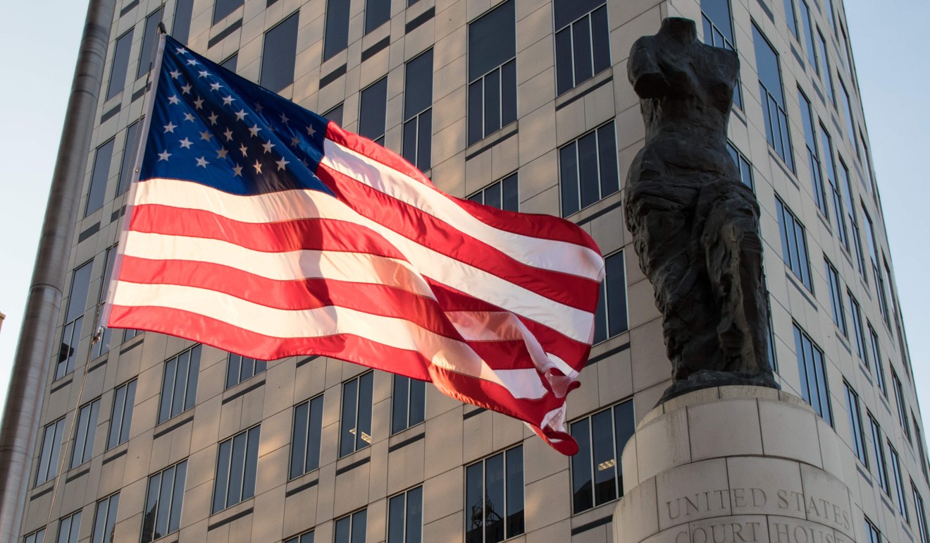 A US flag flies outside of the federal courthouse in Cleveland on Monday. Photo: AFP