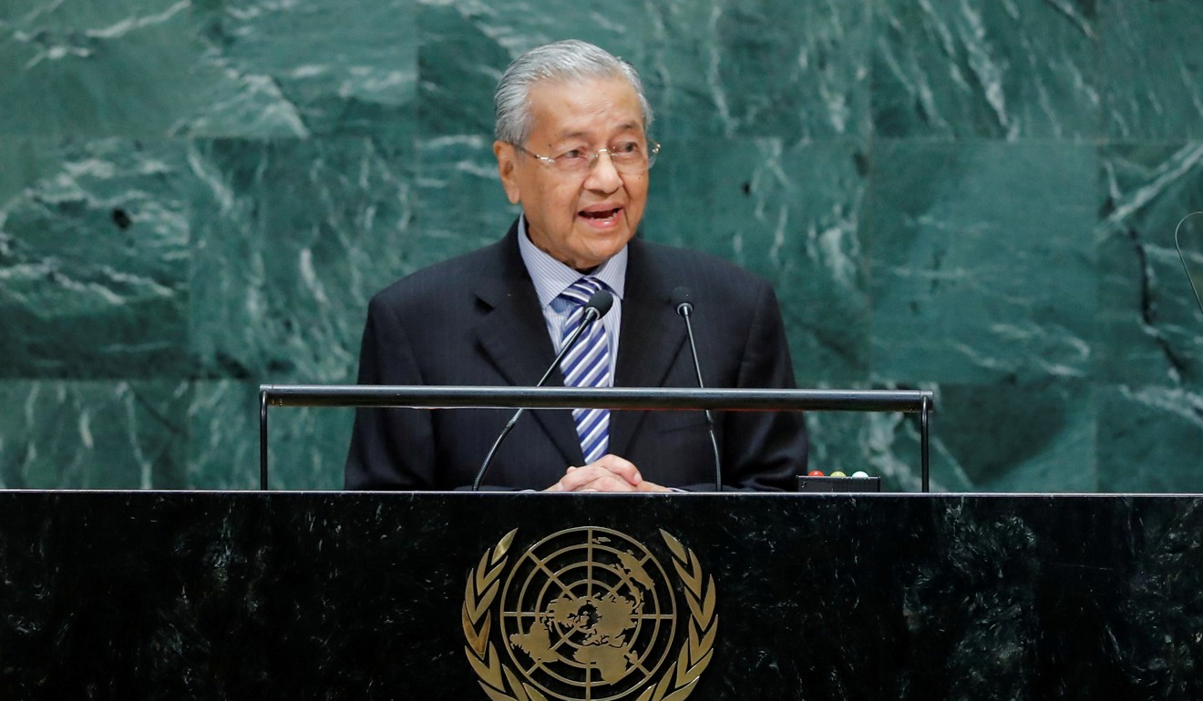 Malaysian Prime Minister Mahathir Mohamad speaking at the United Nations General Assembly last month. Photo: Reuters