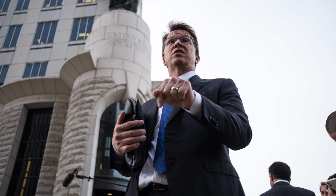 Mark Lanier, the lawyer representing Cuyahoga and Summit counties, briefs the press outside court in Cleveland on Monday. Photo: AFP