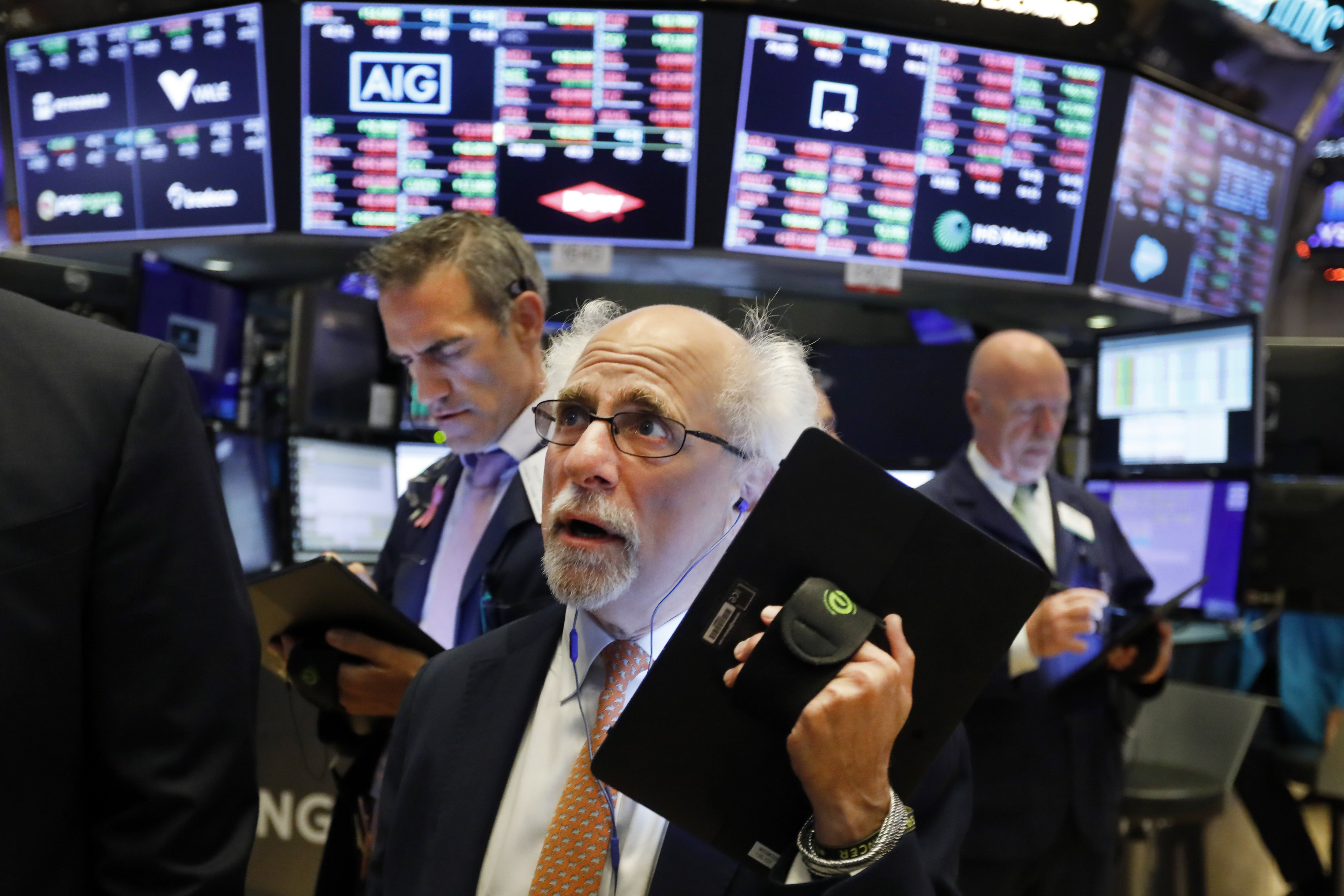Trader Peter Tuchman on the floor of the New York Stock Exchange on Monday, July 8, 2019. Photo: AP