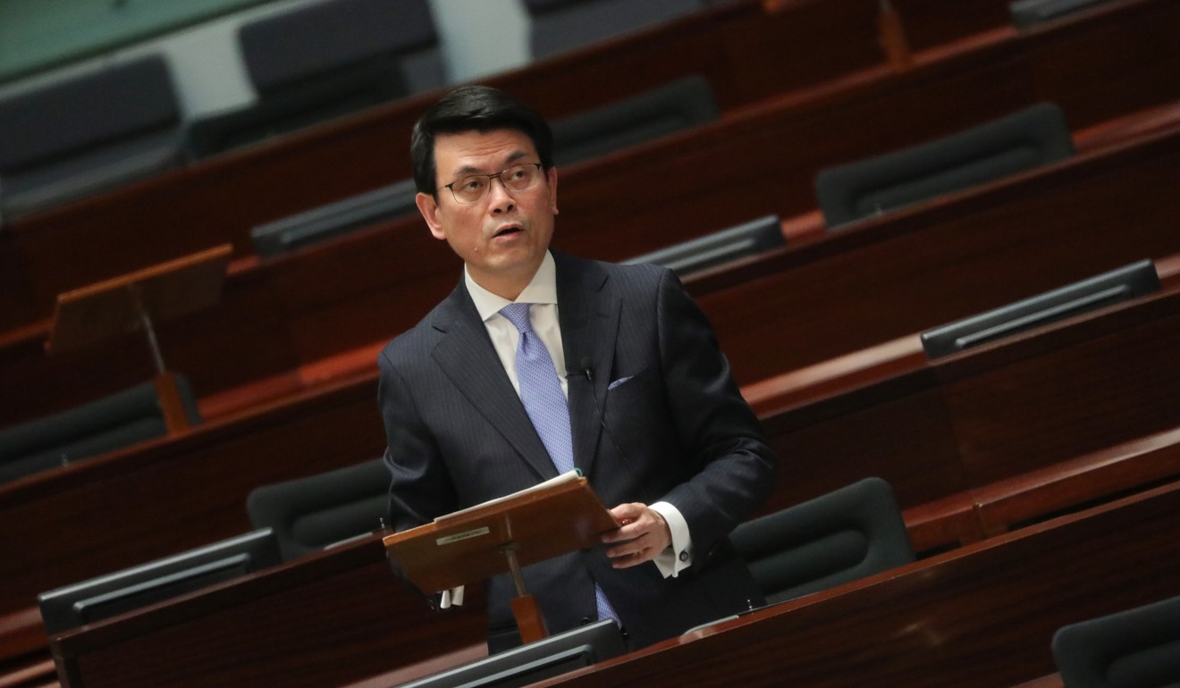 Secretary for Commerce and Economic Development Edward Yau Tang-wah speaks at the Legislative Council on Wednesday. Photo: May Tse