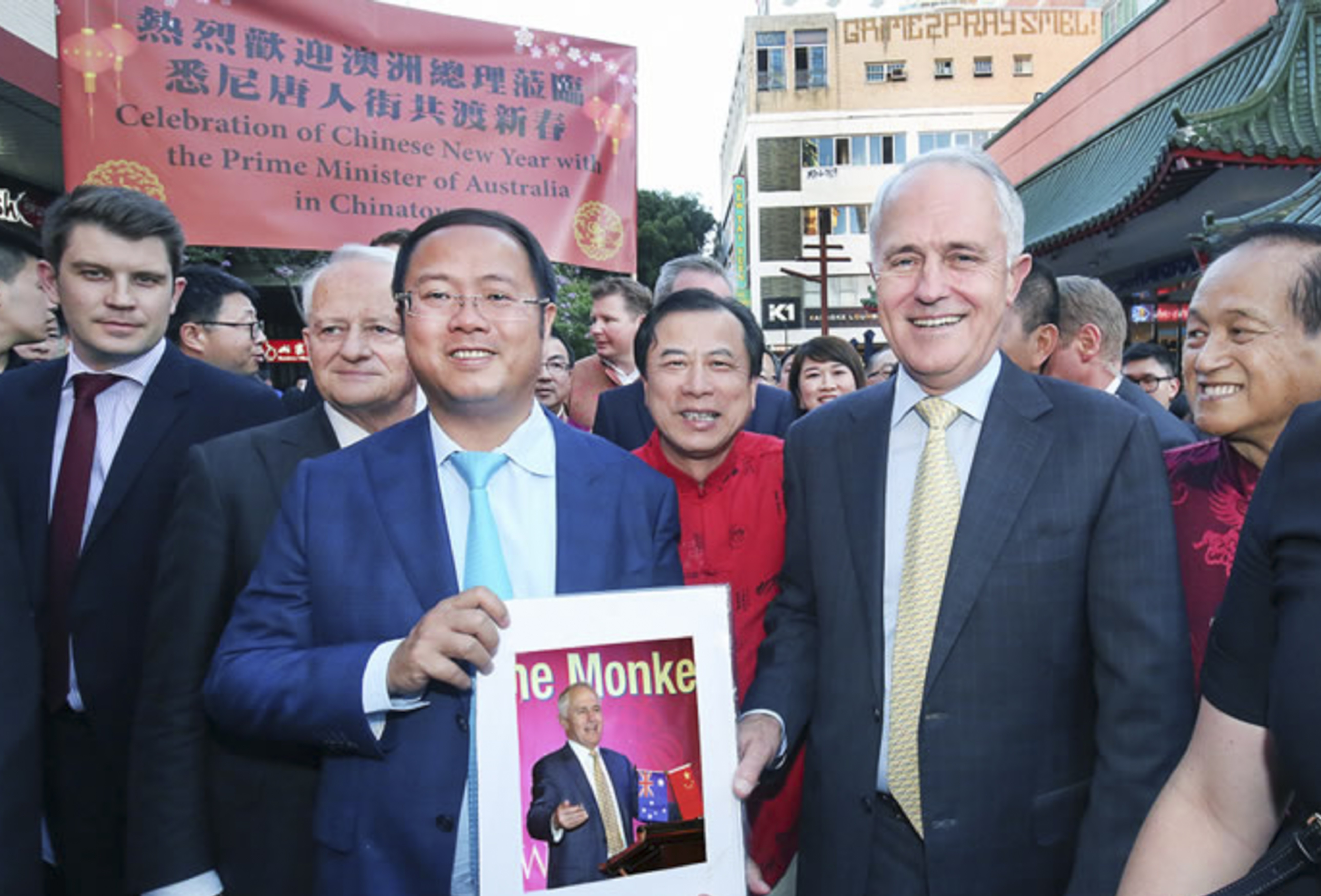 Huang Xiangmo with former Australian prime minister Malcolm Turnbull in 2016. Photo: Handout