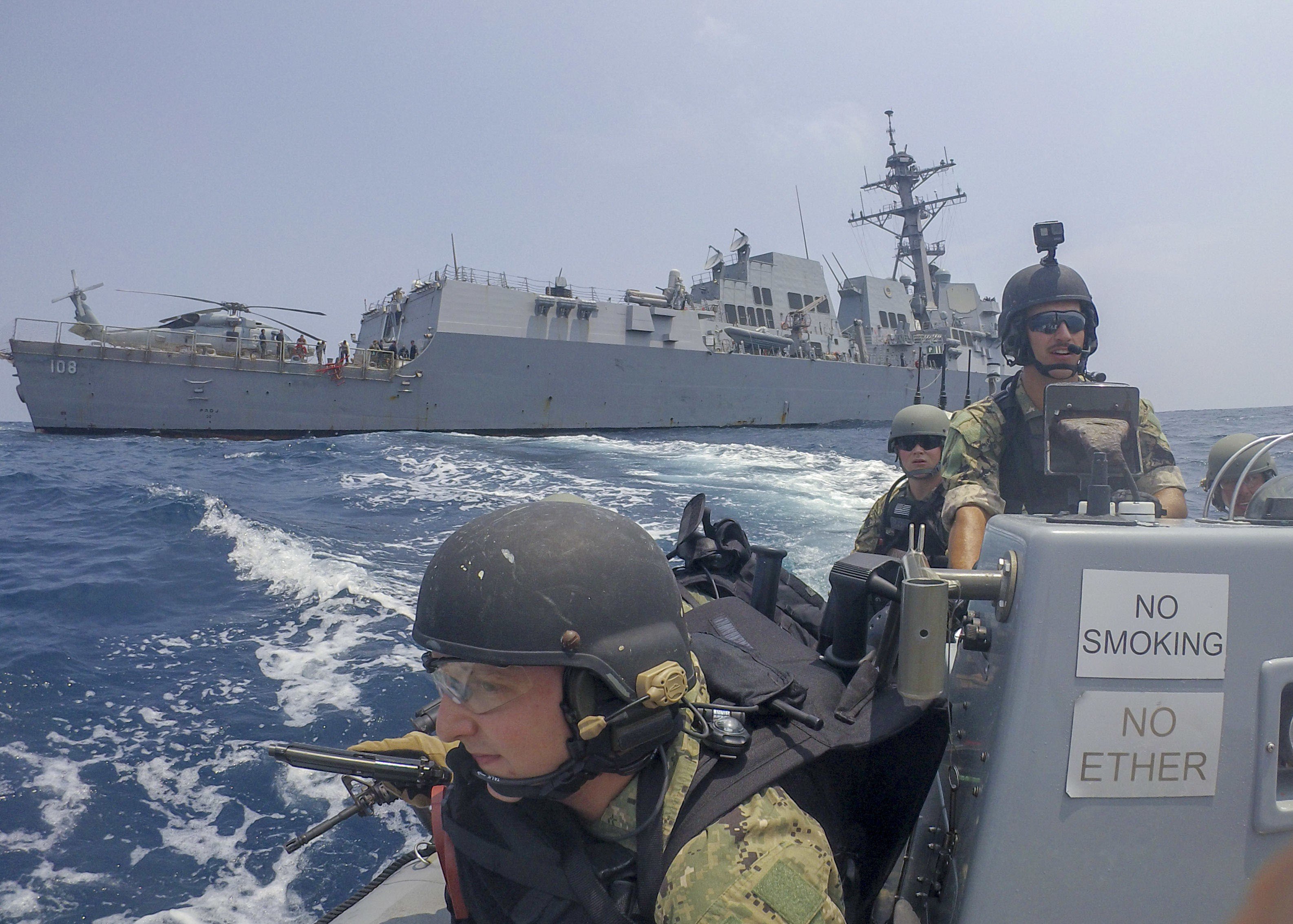 US Navy sailors ride in a rigid-hull inflatable from the USS Wayne E. Meyer during a drill as part of an Asean-US maritime exercise on September 5 in the Gulf of Thailand. The Pentagon has been sharply stepping up its efforts to counter China's growing military power. Photo: Handout via AFP