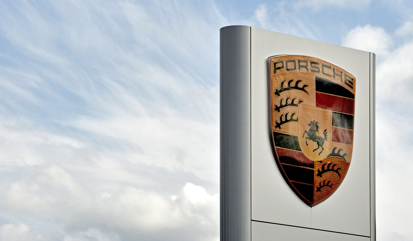 The Porsche logo on display outside a car showroom in Viersen, Germany. File photo: EPA