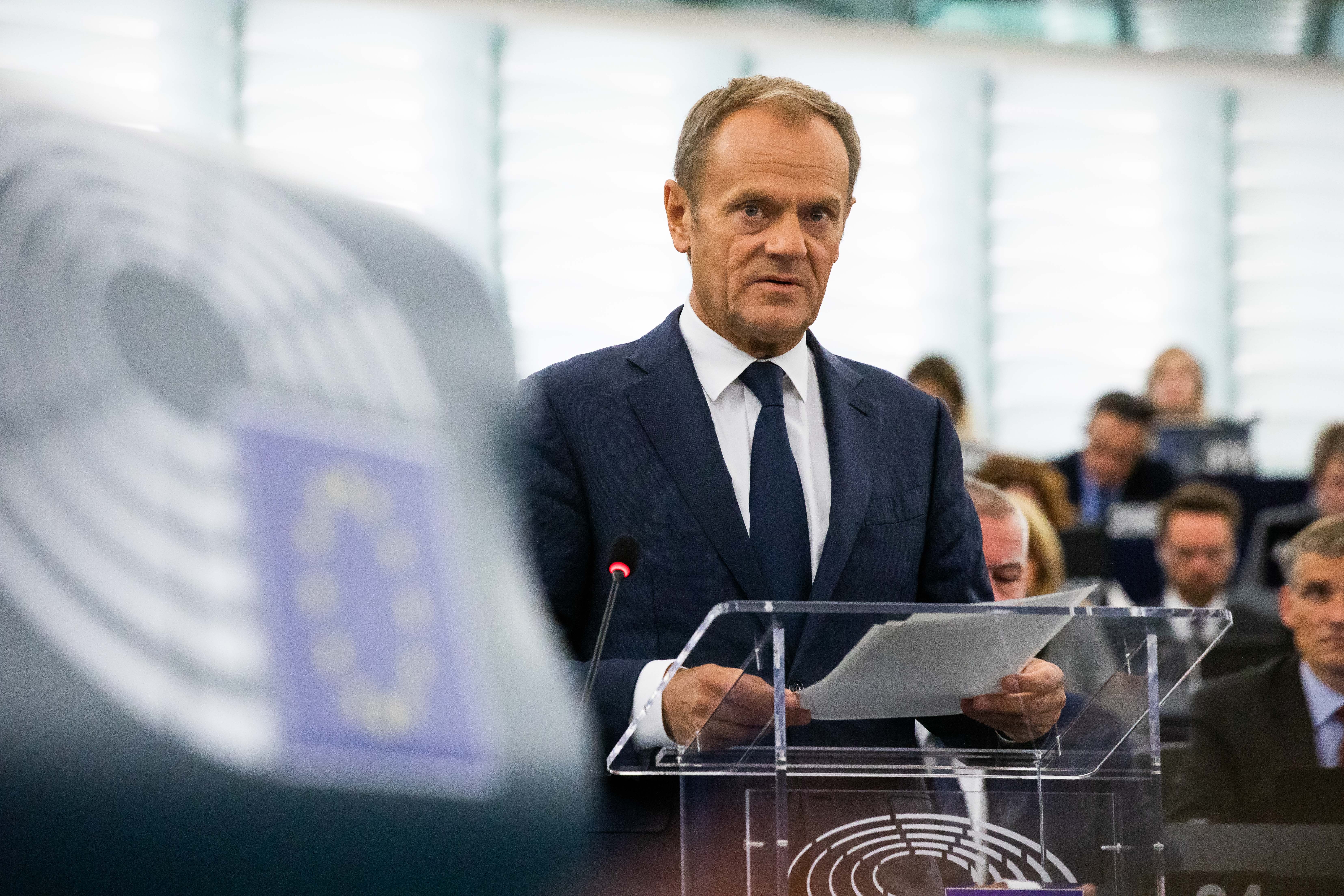 Donald Tusk, President of the European Council, speaks at a session of the European Parliament. Photo: DPA