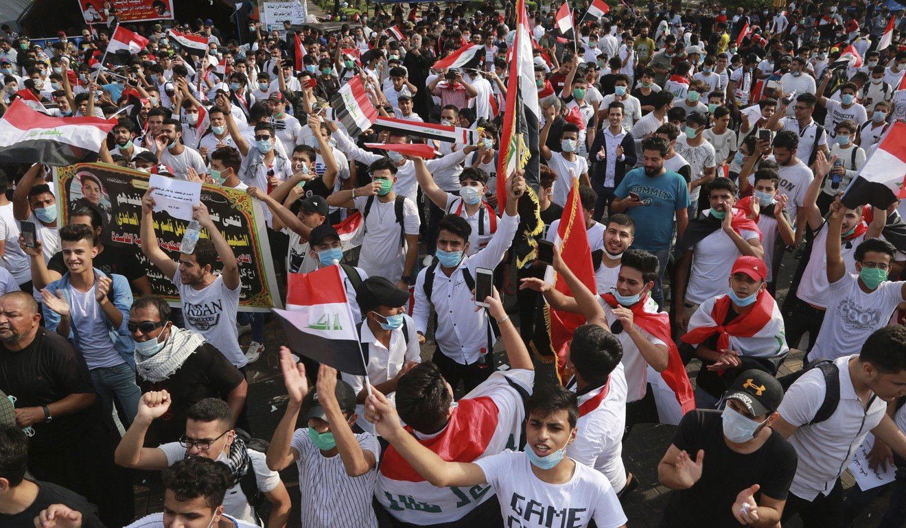 Anti-government protests in Baghdad. Photo: AP