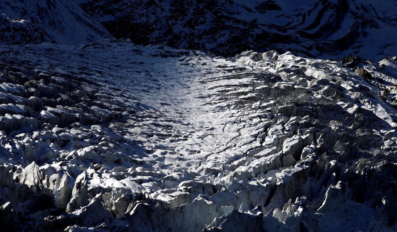 The Bossons glacier in the Mont-Blanc massif on a sunny autumn day in Chamonix, France. Photo: Reuters