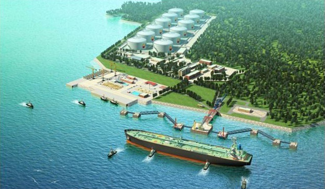 An artist’s impression of a proposed deep-sea port at Kyaukphyu in southern Rakhine State. Photo: Handout