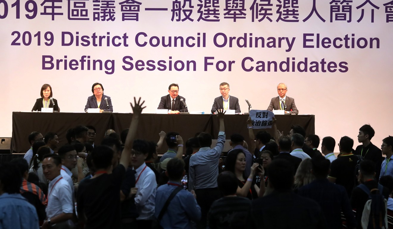 A briefing session was held in October for candidates taking part in this year’s polls. Photo: K. Y. Cheng