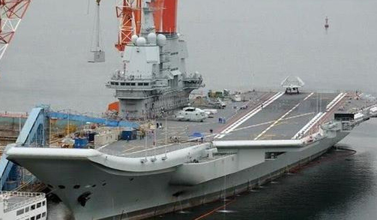 China’s first home-built carrier will use steam catapults and a ski-jump deck to launch aircraft. Photo: Handout
