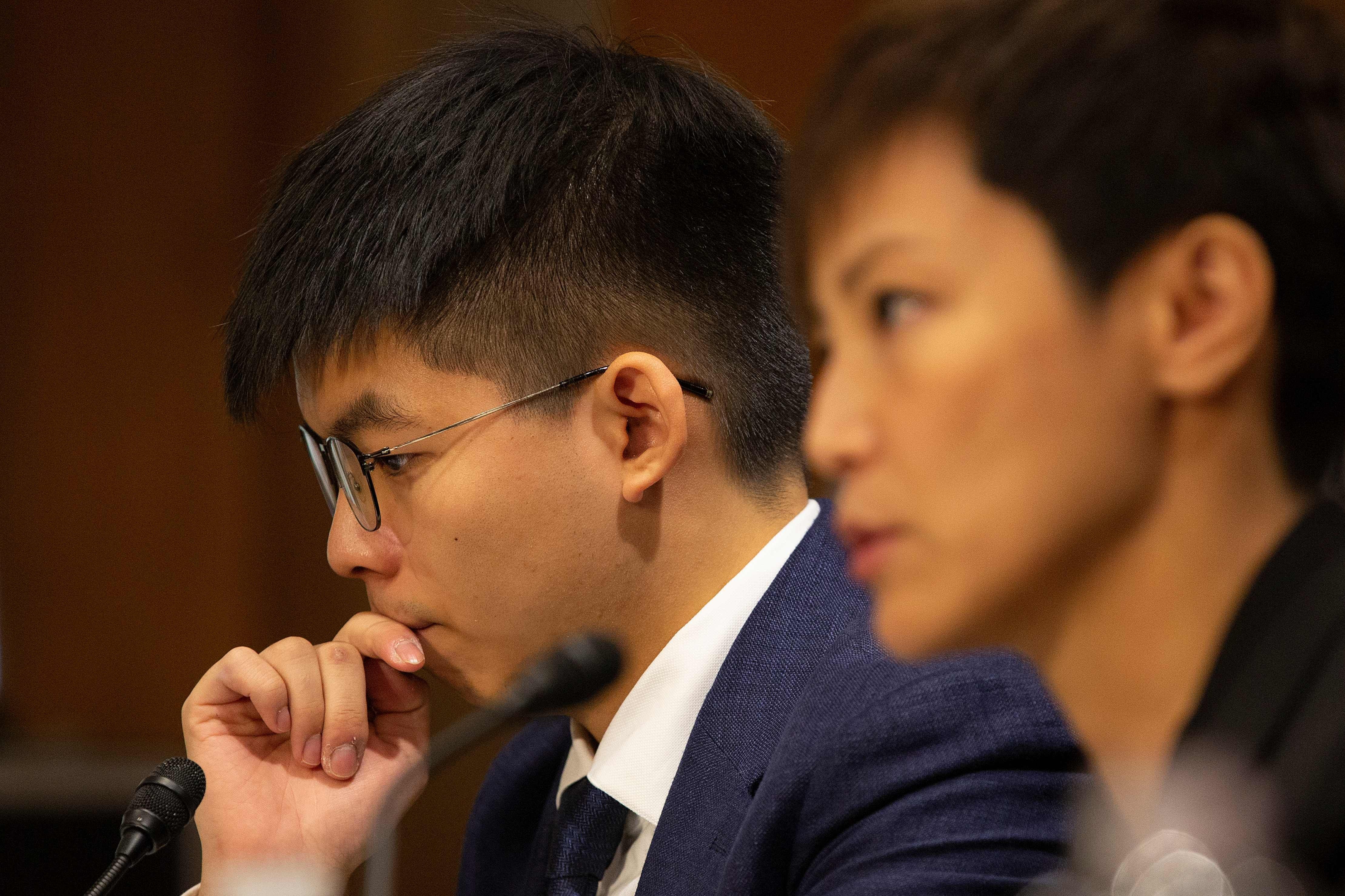 Pro-democracy activist Joshua Wong looks on during a hearing before the Congressional-Executive Commission on China at the Dirksen Senate Office Building on Capitol Hill in Washington on September 17. Photo: AFP