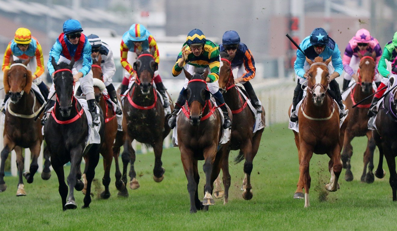 Furore (middle) beats home Dark Dream (left) in the Hong Kong Derby last season.