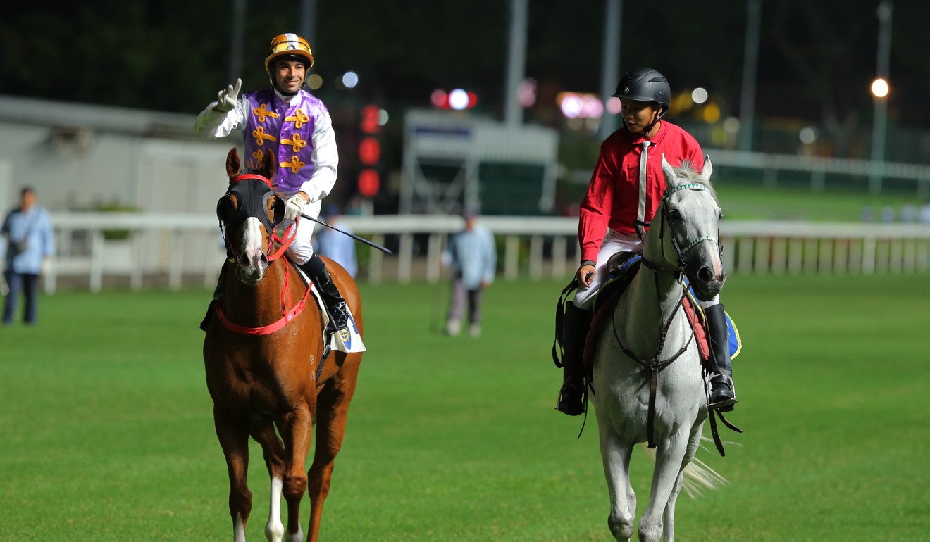 Joao Moreira returns after riding a winner at Happy Valley on Wednesday night.