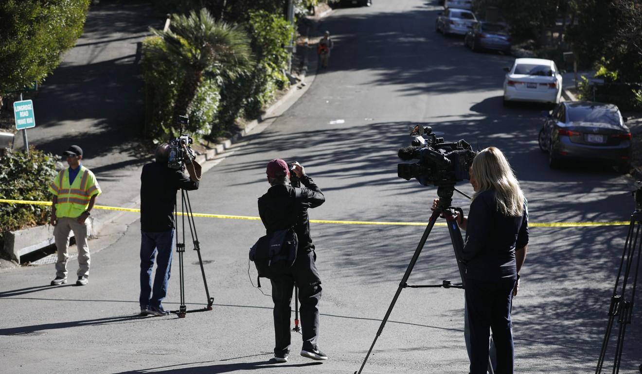 Journalists at the site of a shooting incident in Orinda. Photo: Xinhua