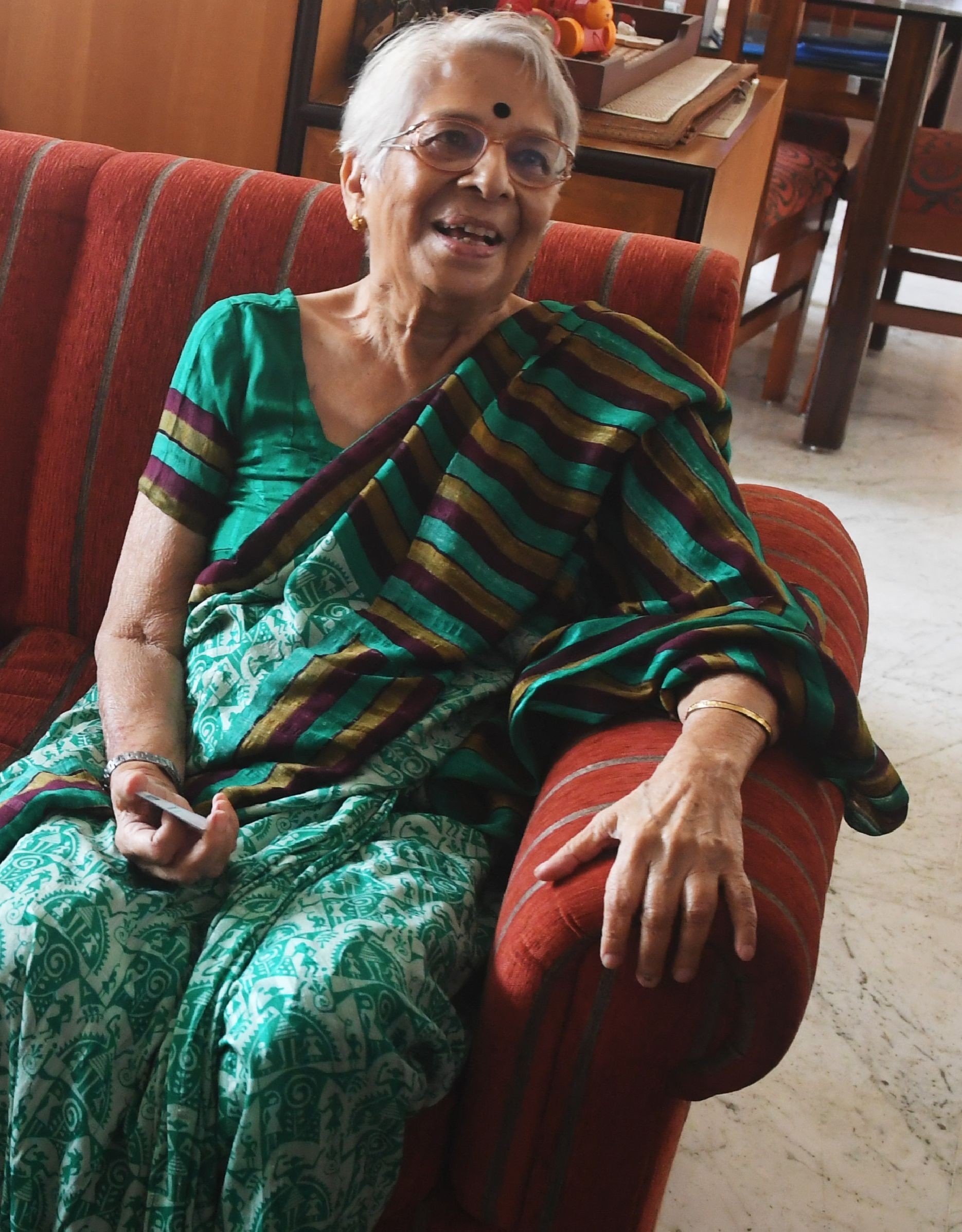 Nirmala Banerjee, a former economics professor and the mother of Abhijit Banerjee. Photo: AFP