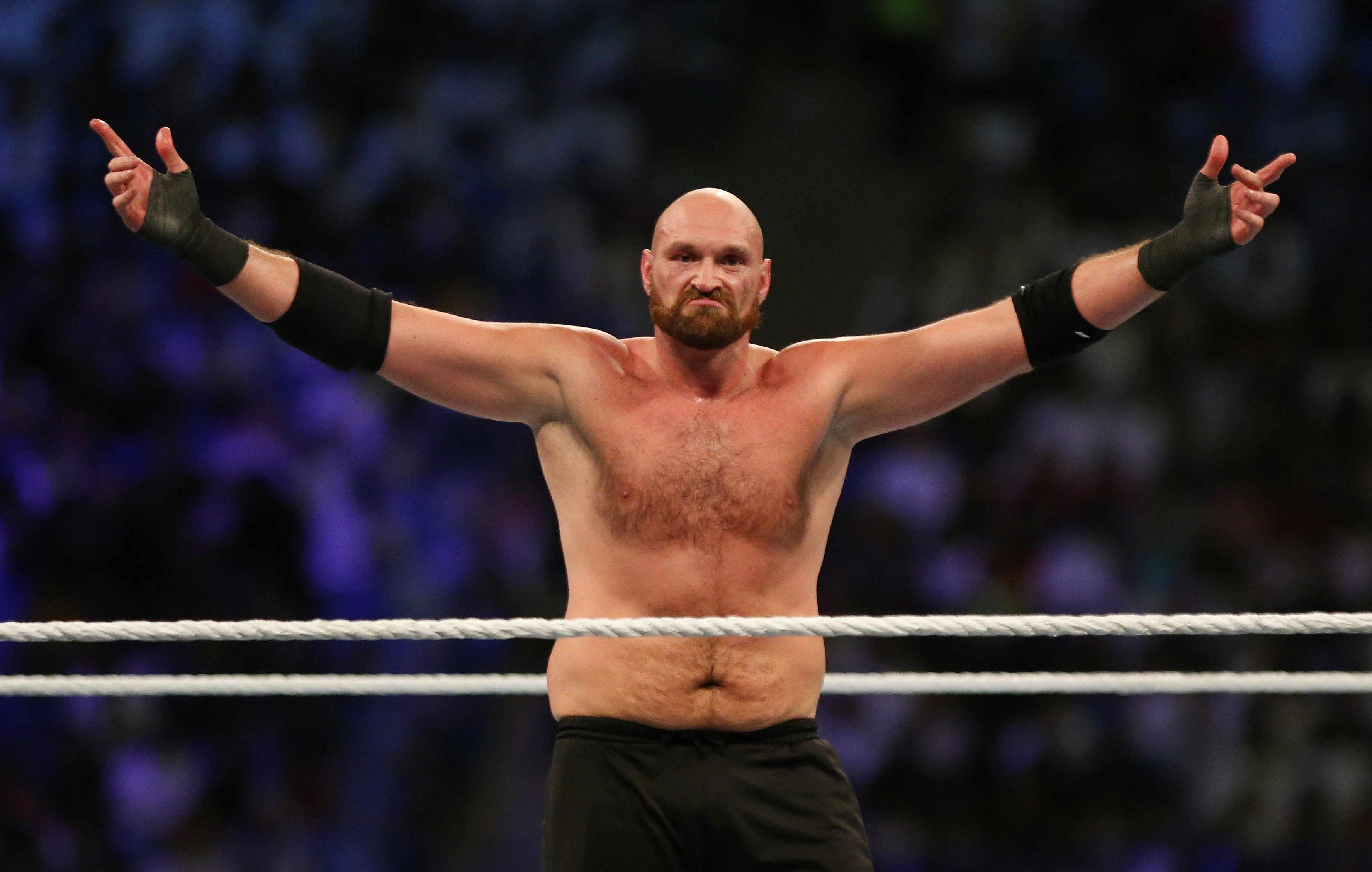 Tyson Fury performs for WWE in Saudi Arabia. Photo: Reuters