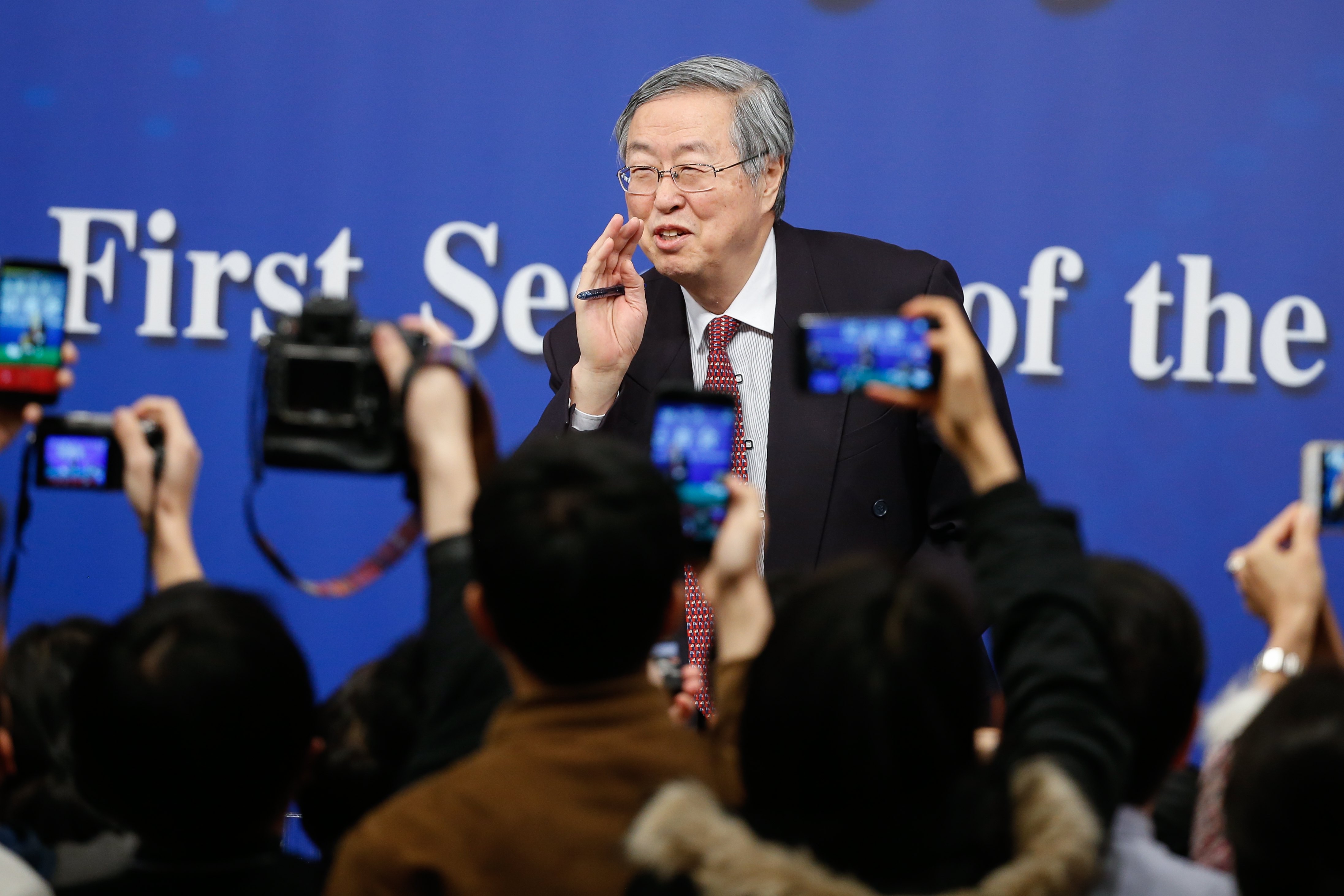 Zhou Xiaochuan, governor of the People's Bank of China (PBOC), gestures after concluding a press conference on the sidelines of China's National People's Congress (NPC) in Beijing, China, 09 March 2018. Photo: EPA-EFE