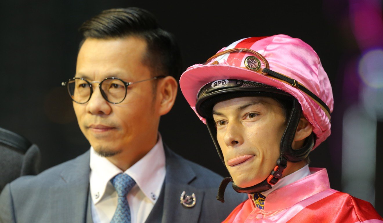 Alexis Badel with trainer Frankie Lor after a win from Simply Brilliant