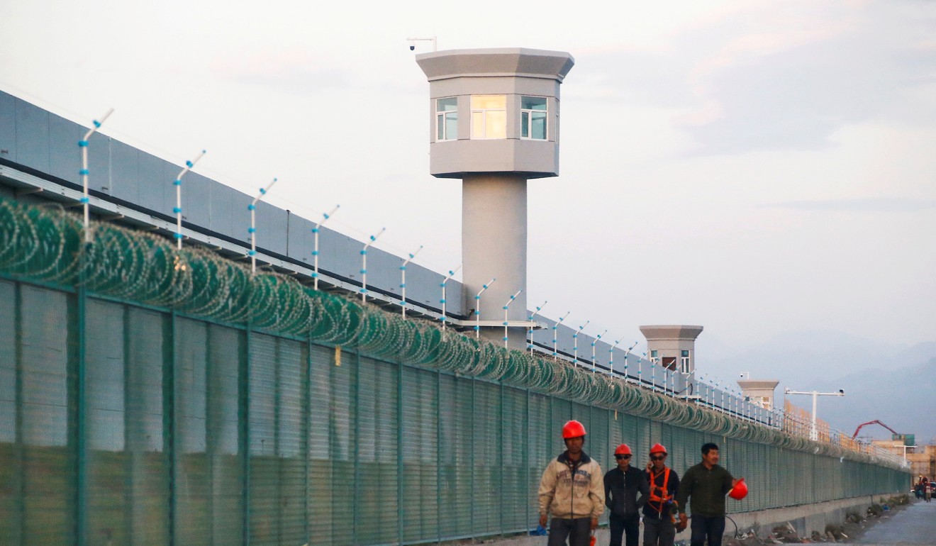 The perimeter fence of what is officially known as a vocational skills education centre in China’s Xinjiang Uygur autonomous region. A report on an activist’s talk at McMaster University in Canada was reported to the Chinese Consulate in Toronto, eventually resulting in the decertification of the Chinese student association that reported it. Photo: Reuters