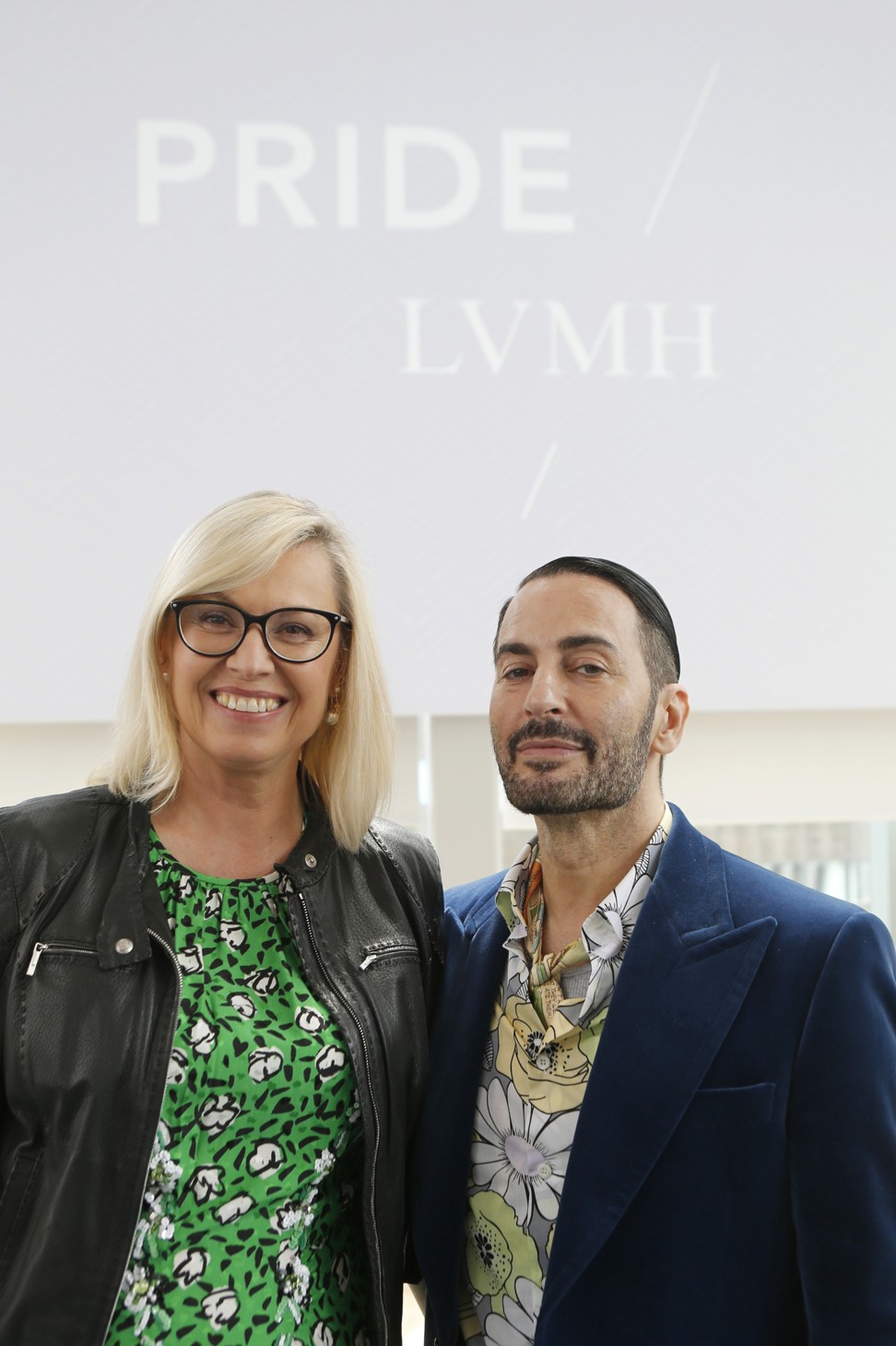 Chantal Gaemperle, LVMH group executive vice-president for human resources and synergies, and designer Marc Jacobs, whose brand belongs to LVMH.