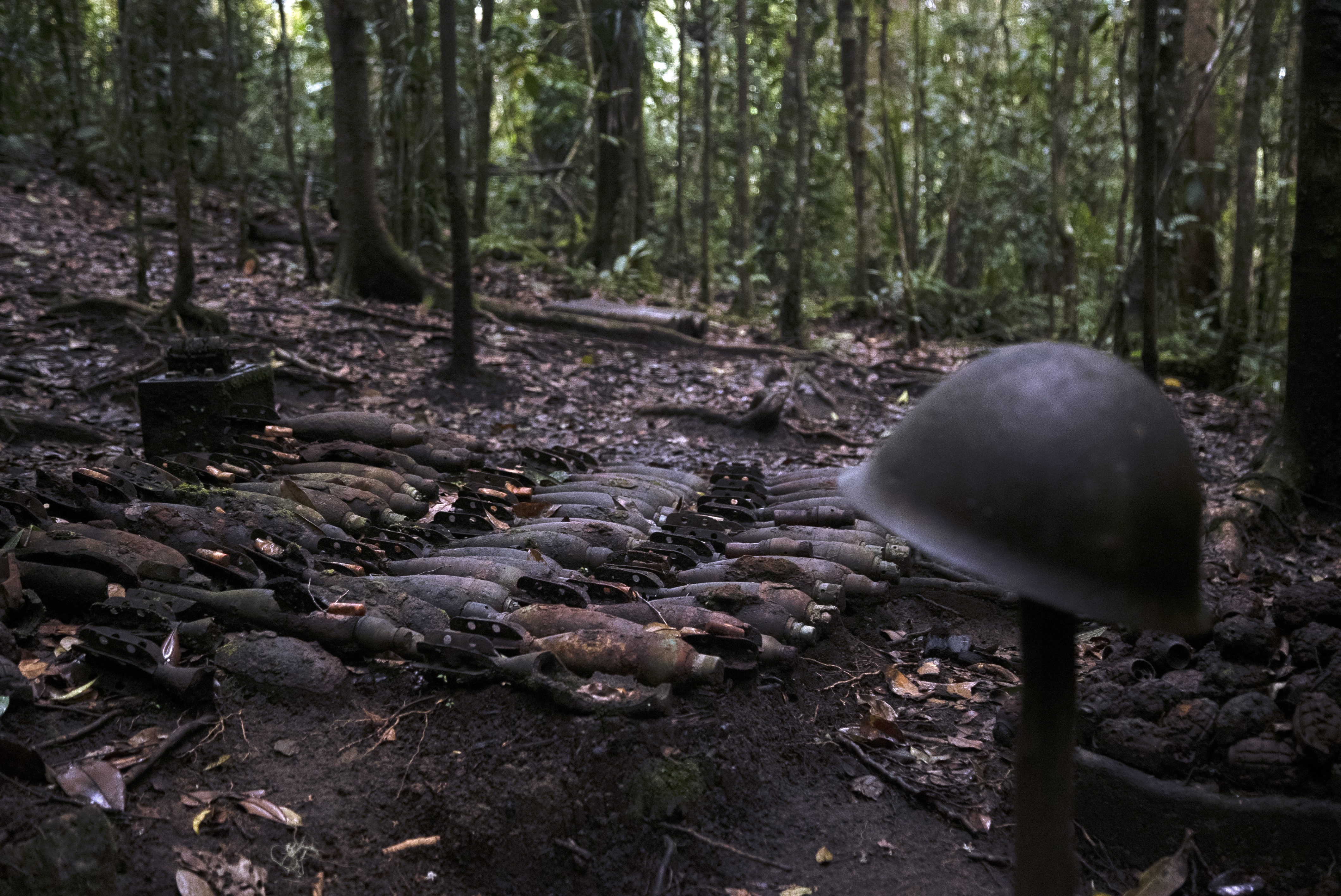 Reminders of the horrors experienced by the soldiers who fought during the Kokoda Trail Campaign are still visible along the 96-km Kokoda Track, in Papua New Guinea. Photo: Ryan Pyle