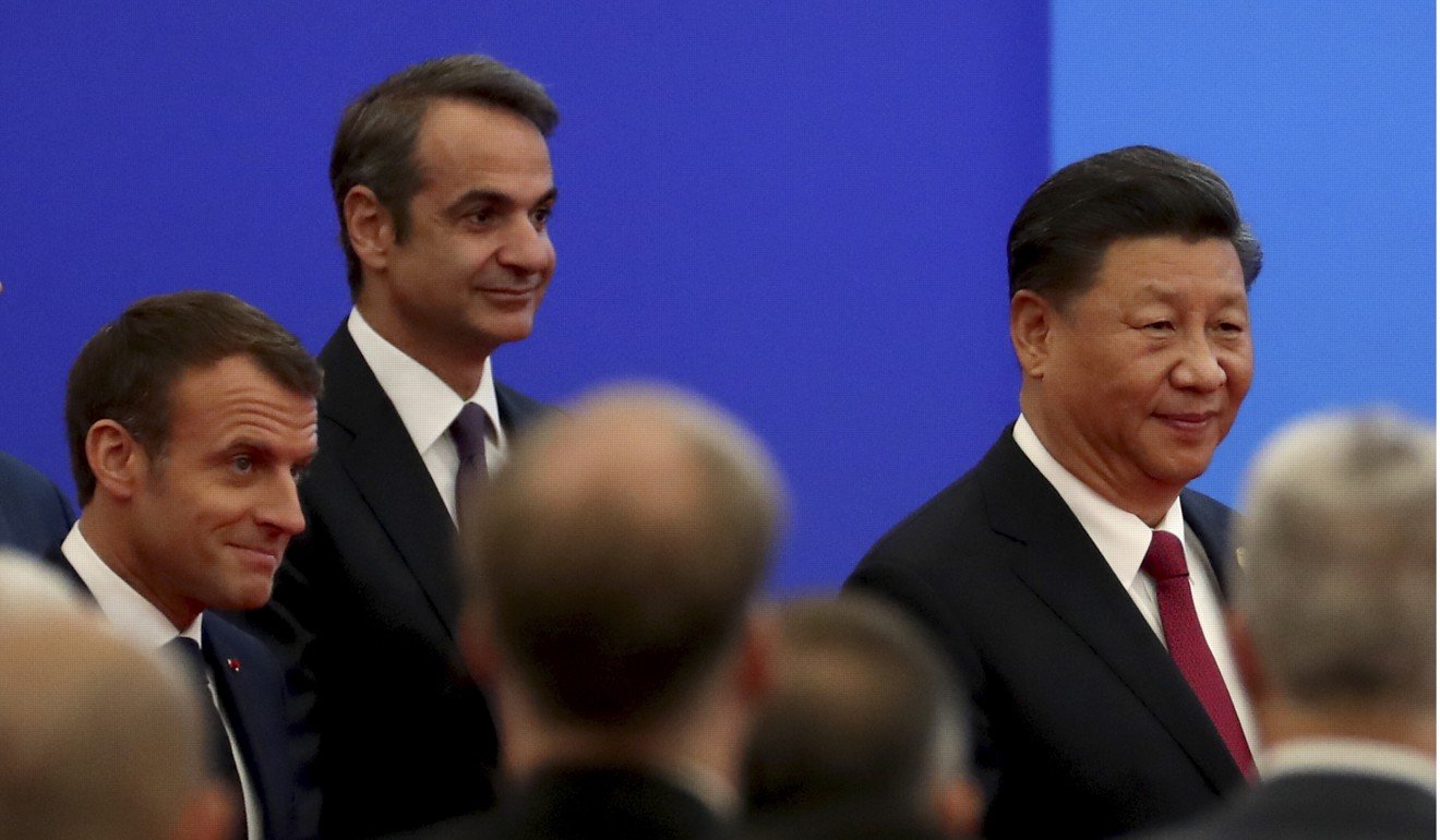 Greek Prime Minister Kyriakos Mitsotakis (second left) is keen to secure Chinese investment to bolster his nation’s economy. Photo: AP