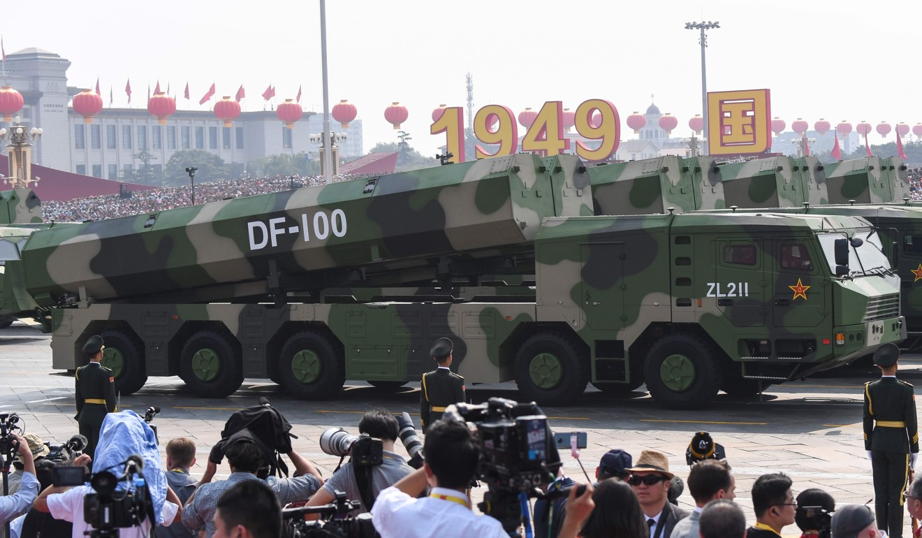 The CJ-100/DF-100 is introduced to National Day crowds on October 1. Photo: AFP