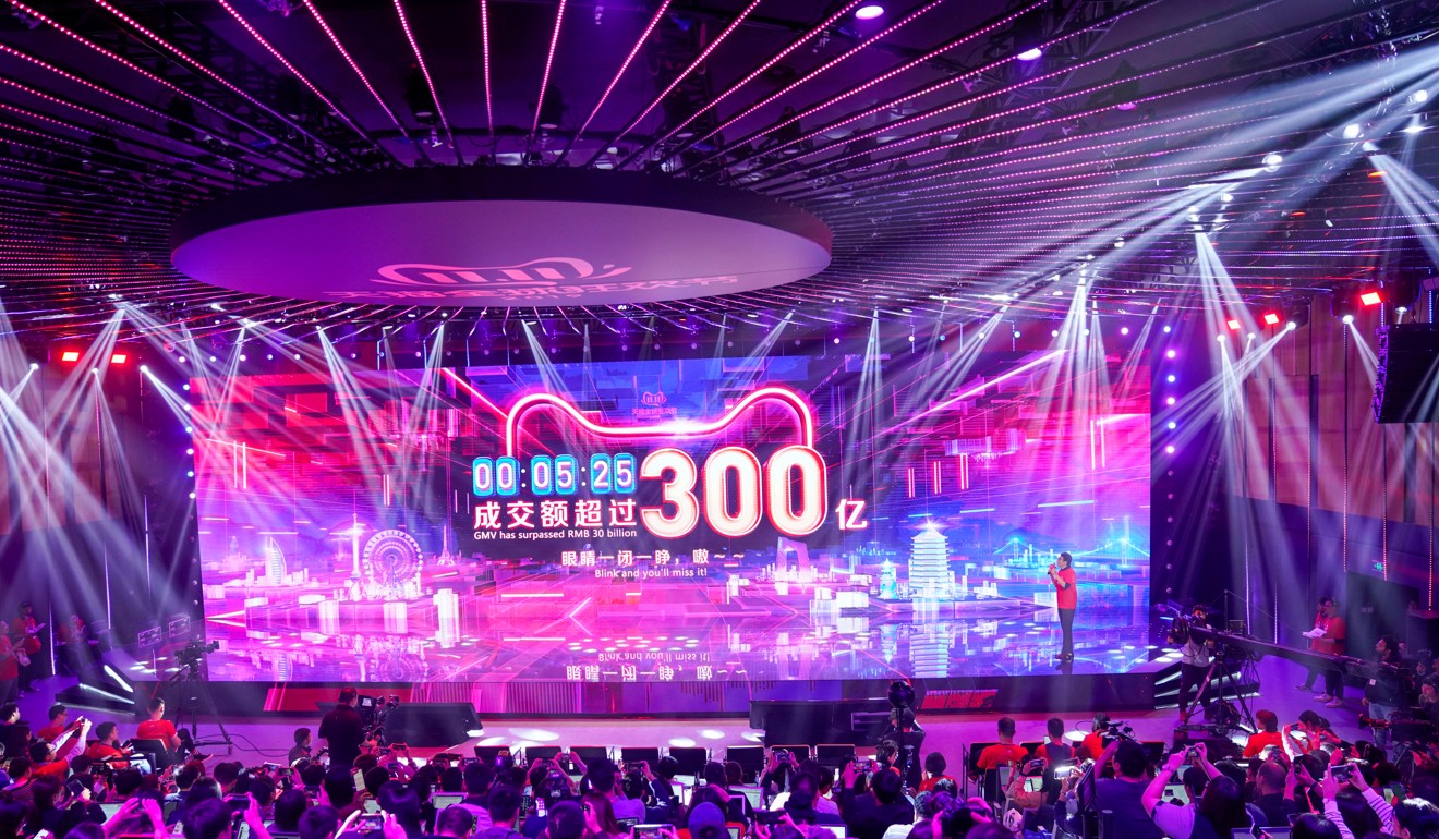 A screen shows the value of goods being transacted during Alibaba Group's Singles' Day global shopping festival at the company's headquarters in Hangzhou, Zhejiang province, on November 11, 2019. Photo: Reuters