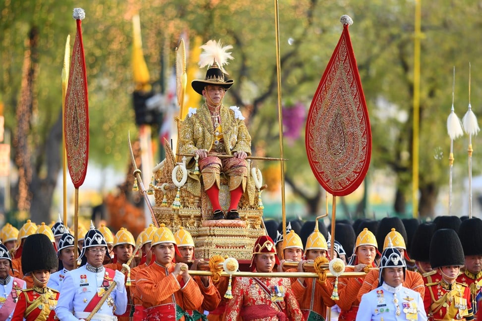 Thailand’s King Maha Vajiralongkorn is carried in a golden palanquin during the coronation procession in Bangkok on May 5, 2019. Photo: AFP